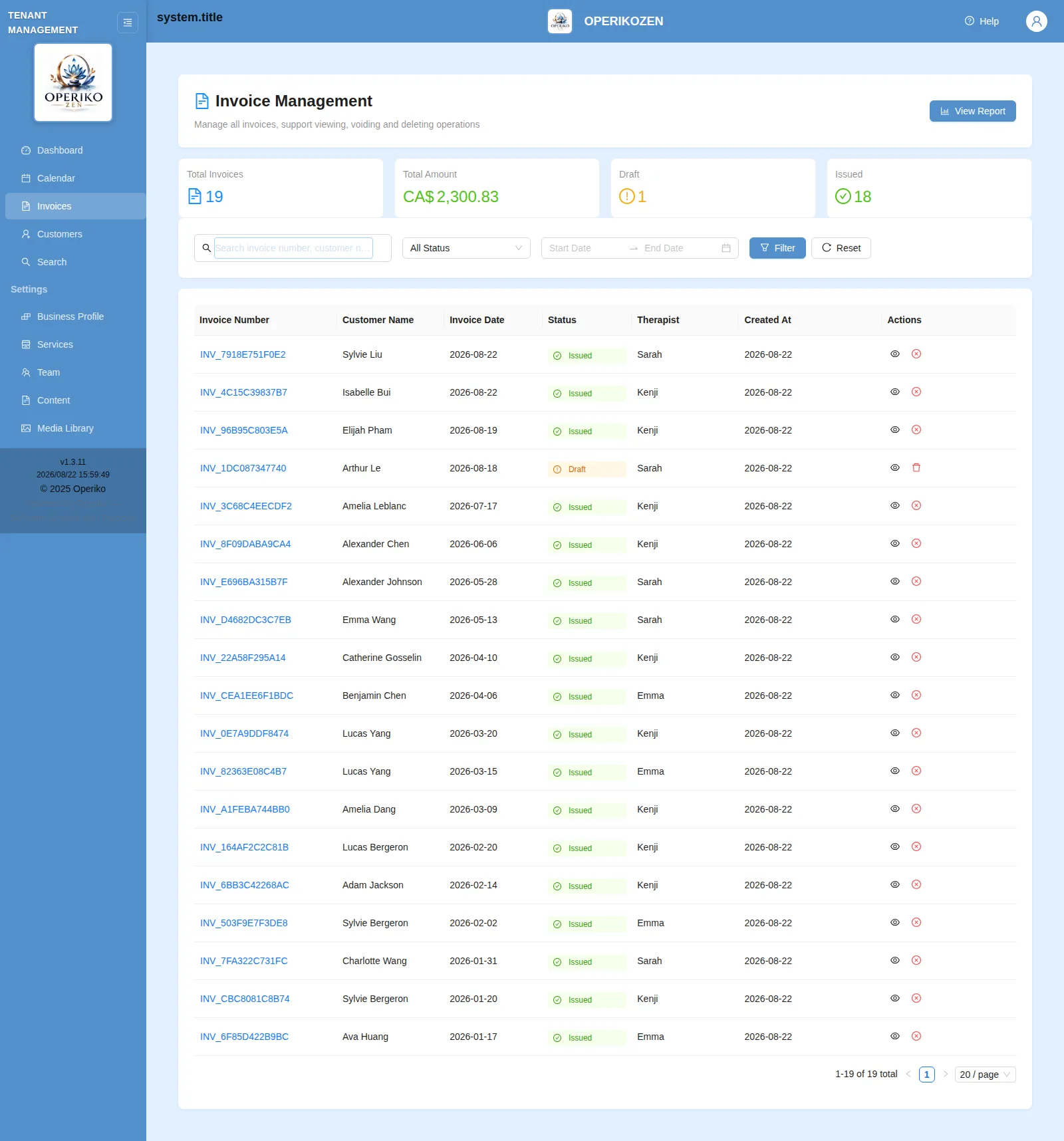 Advanced invoices & insurance receipts