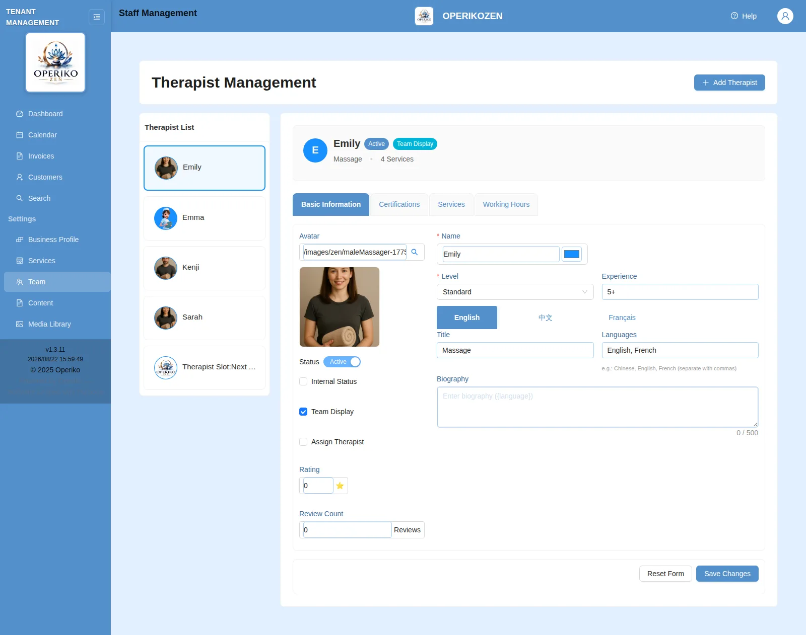 Therapist visibility controls